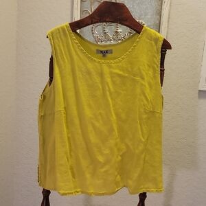 FLAX Women's Green Sleeveless Linen Top